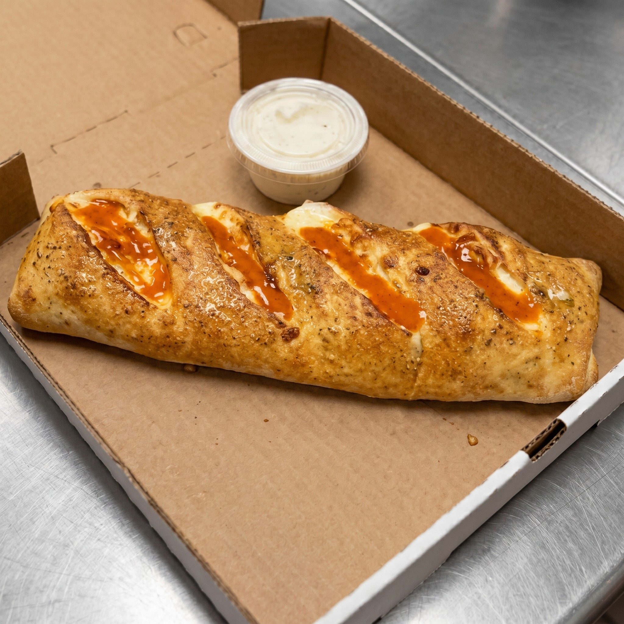 Buffalo Chickeness Stromboli.